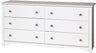 Gray Double Dresser for Bedroom 6 Drawer Wide Chest