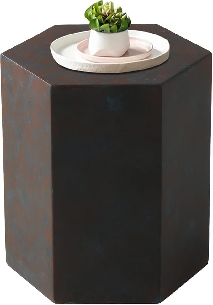Accent Hexagonal Side Table, Indoor Outdoor Geometric End Table