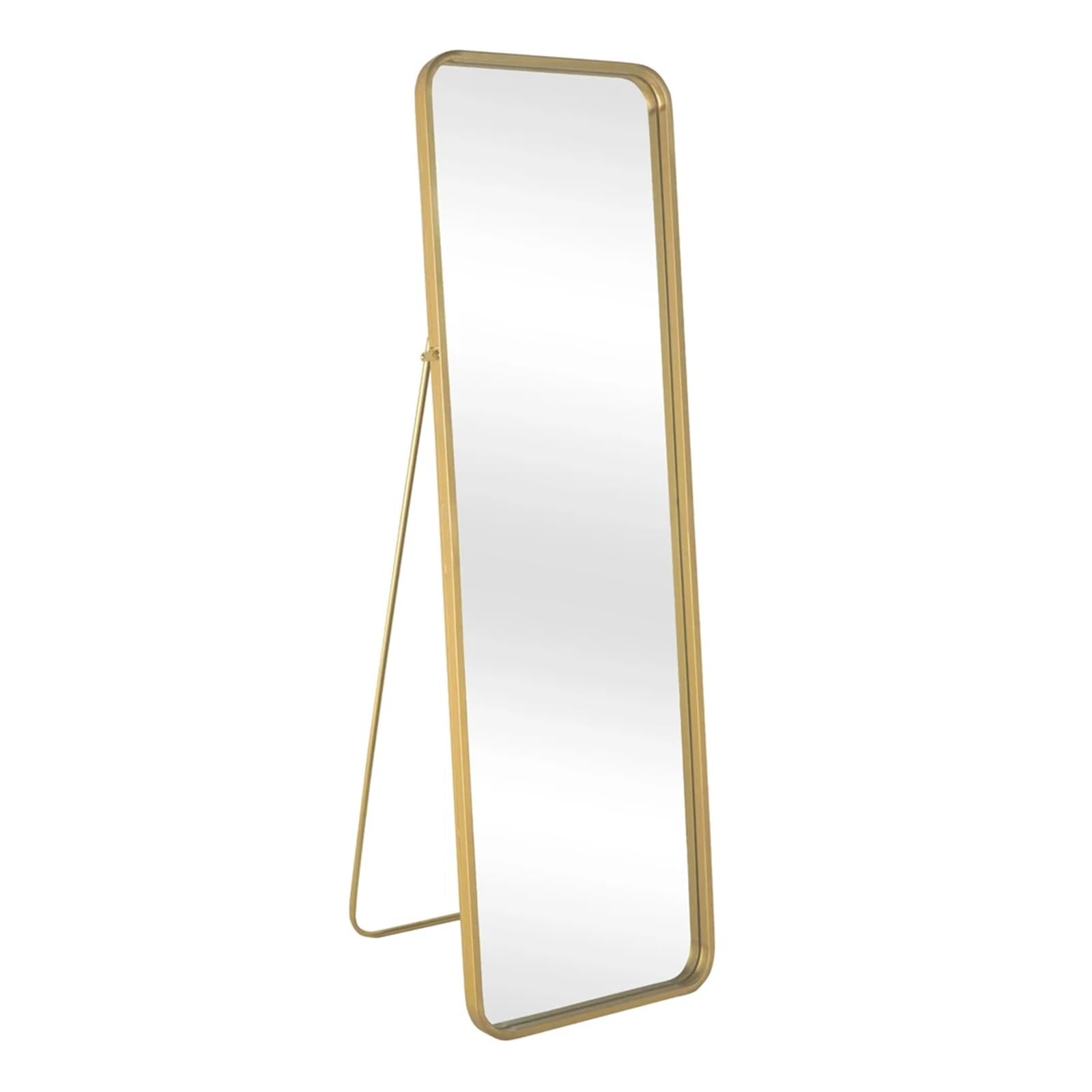 High Gold Rounded Frame with Floor Stand Wrought Iron Full Length Mirror Full-Length