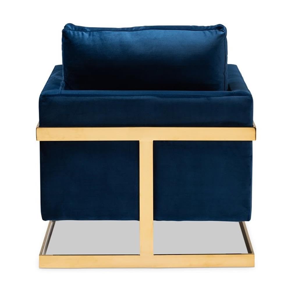Matteo Velvet Fabric with Gold Finish Accent Chair in Royal Blue