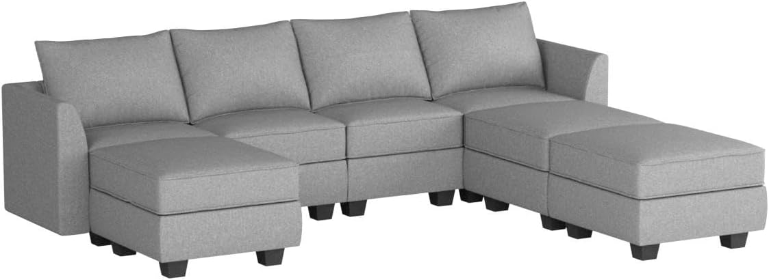 Modular Sectional Sofa U Shaped Sectional Couch with Ottomans Reversible Modular Sofa 7 Seater Couch