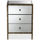 Nouria Modern and Contemporary Hollywood Regency Glamour Style Mirrored 3-Drawer