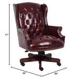 Traditional Faux Leather High Back Tufted Executive Chair - Red