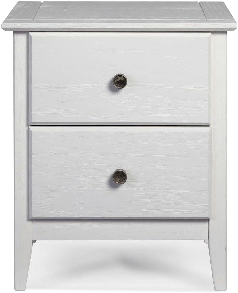 Greenport 2-Drawer Bedroom Nightstand, Solid Wood with Brushed