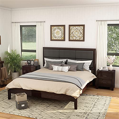 Furniture of America Barett 3pc Espresso Wood Bedroom Set-Cal King+2 Nightstands