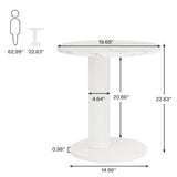 Round End Table Set, White Side Table with Faux Marble, Modern C-Shaped Nightstand