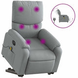 Stand Up Massage Recliner-Light Gray Fabric Chair with Power Lift & Vibration Massage, Adjustable Backrest for Living Room