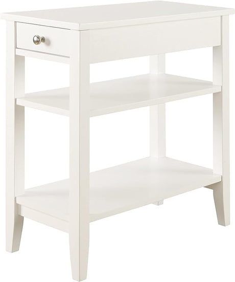 American Heritage 1 Drawer Chairside End Table with Shelves, 23.5"L x 11.25"W x 24"H