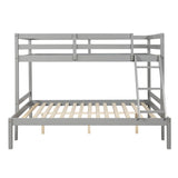 Twin Over Full Bunk Bed,Solid Pinewood Bedframe w/Safety Guardrails and Ladder