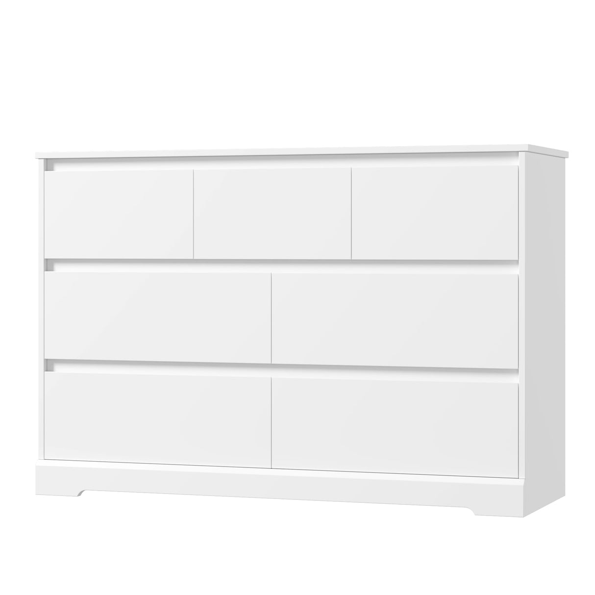 Modern White Dresser, Tall Chest of Drawers with Storage, 7 Drawer Double Dresser