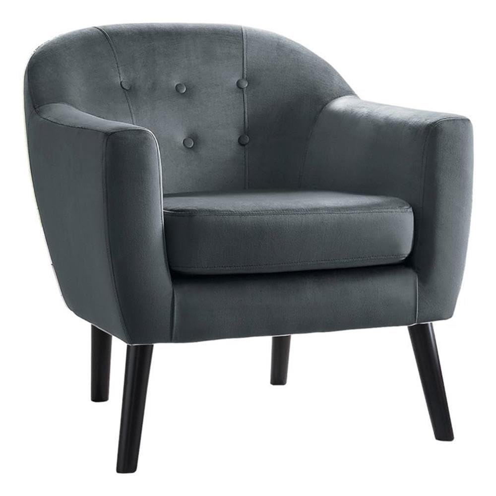 Velvet Upholstered Accent Chair in Gray