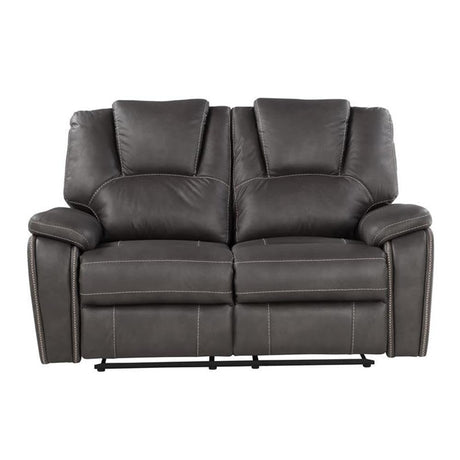 Katrine Charcoal PU Manual Love Seats, Two Built-in Recliners