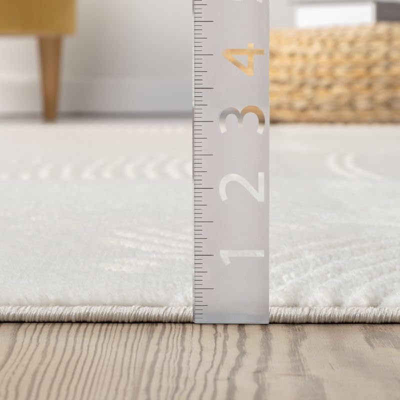Zen Cream Area Rug 8x10 - Neutral Brush Stroke Design