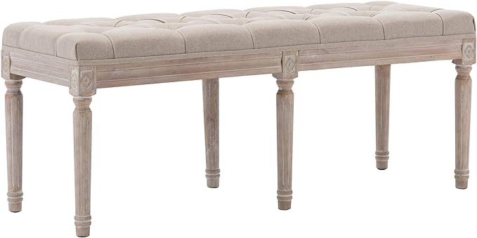 Upholstered Dining Room Bench, Rustic Living Room Ottoman Bench