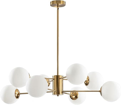 Light Globe Sputnik Chandelier Milk Glass Modern Gold Chandelier Light Fixture
