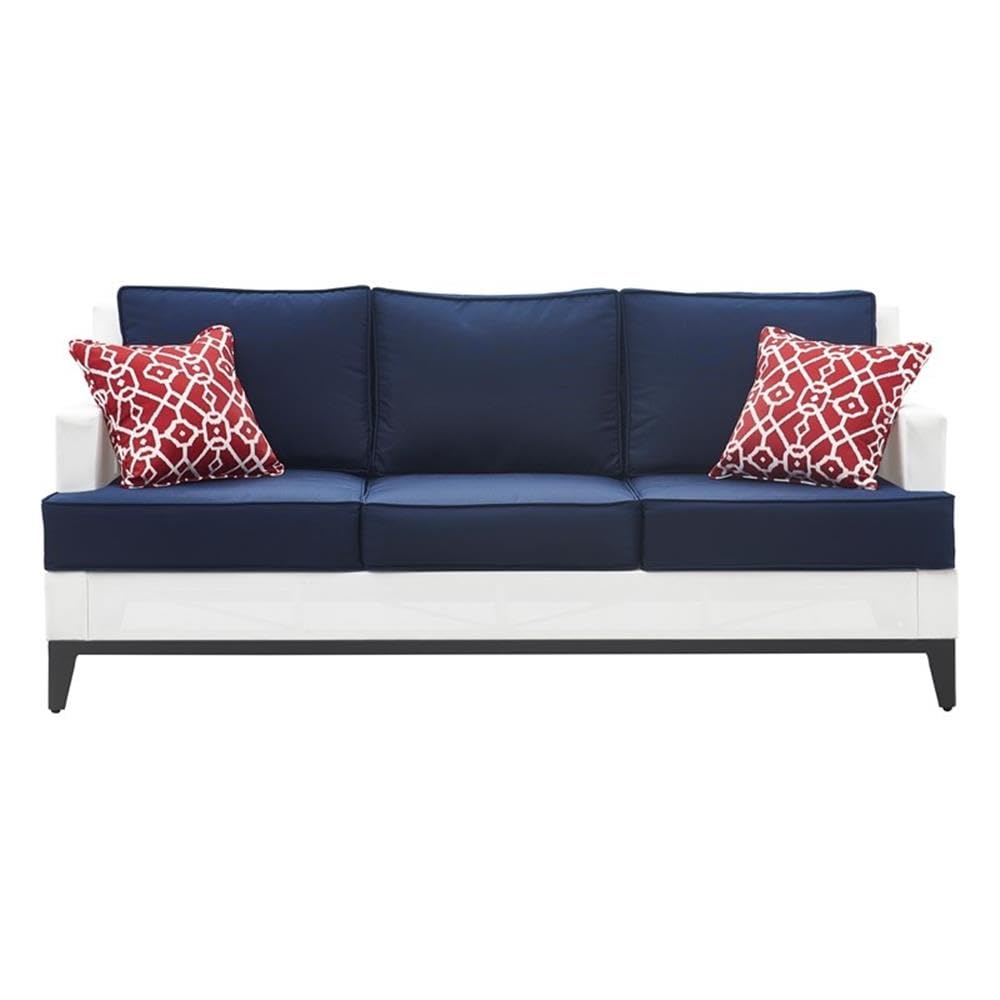 Hampton Outdoor Mesh Sofa Coastal White and Navy