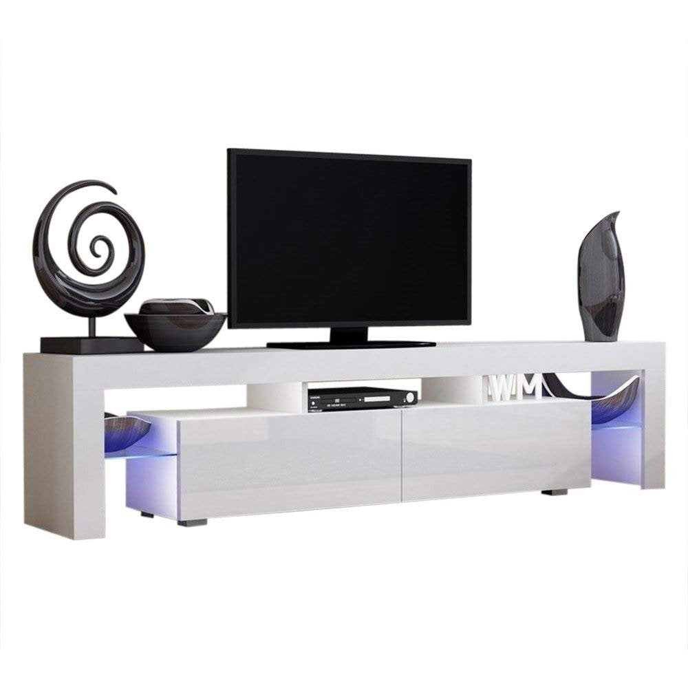 for TVs up to 90", Modern High Gloss 79" Entertainment Center, TV Media Console with Storage Cabinets