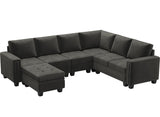 Modular Sectional Sofa Couch 7-Seater Convertible Sectional Sofa Velvet Modular