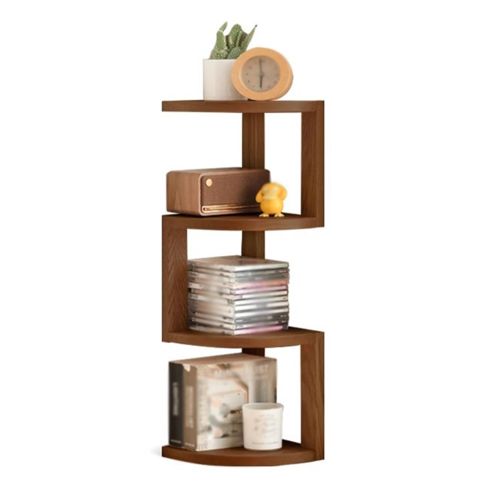 4 Tiers Corner Bookshelf,Etagere Shelf Storage Rack Narrow Bookshelf