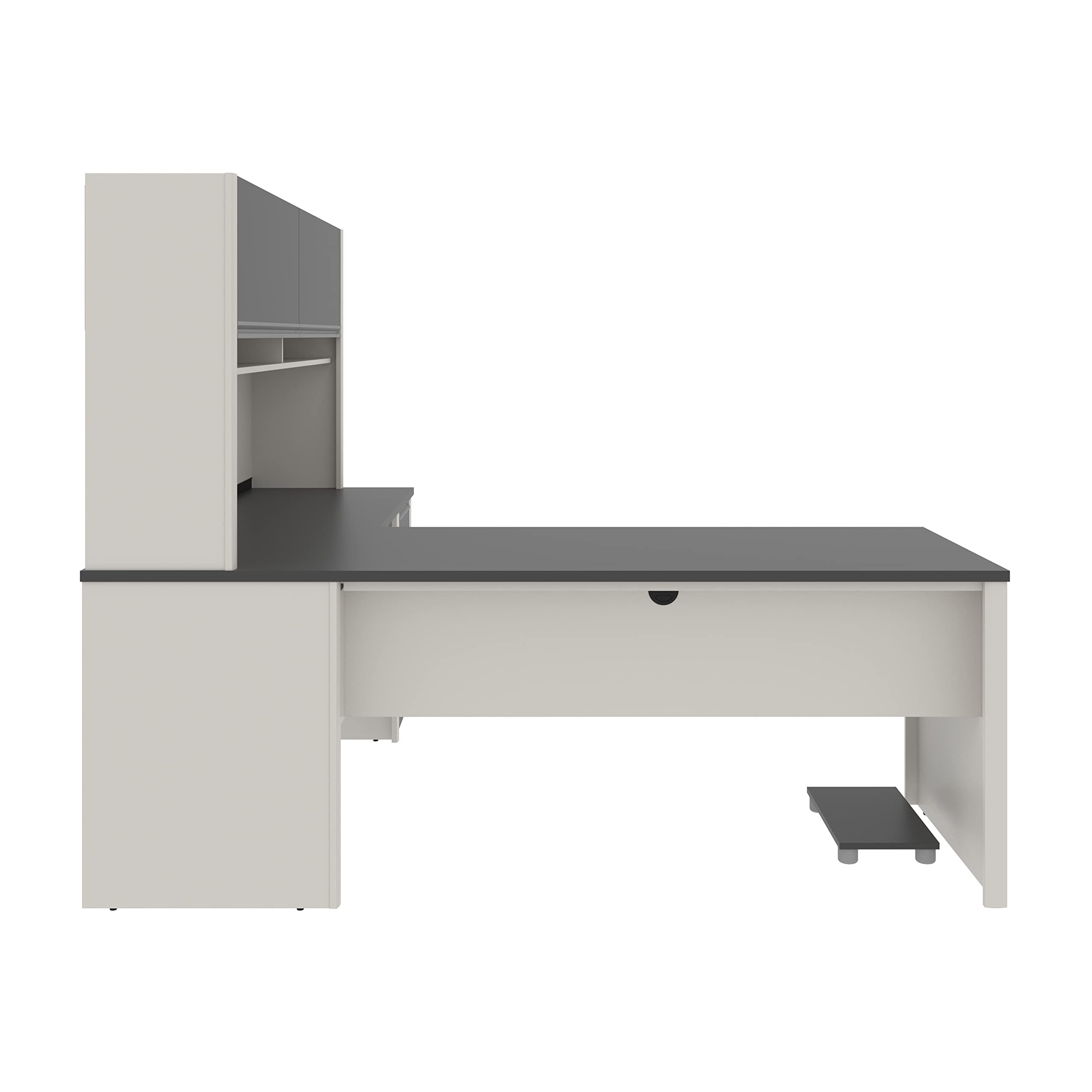 Connexion L-Shaped Desk with Hutch and Pedestal, 72W, Slate/Sandstone