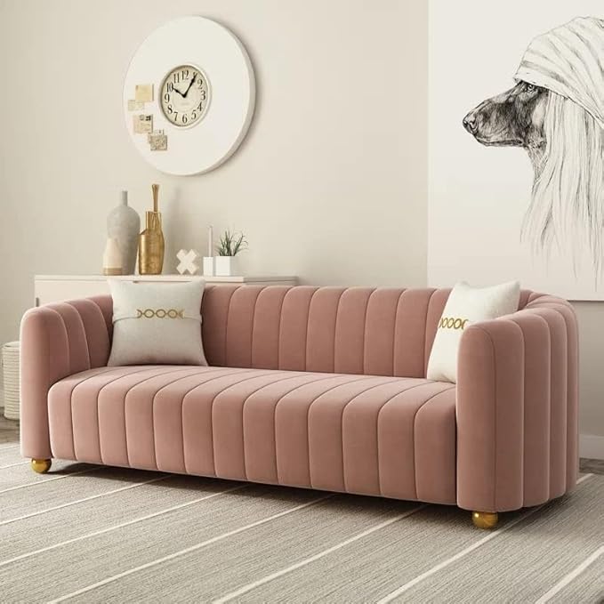 83'' Luxury Velvet Sofa Mid Century Modern 3 Seat Couch for 3 Person Fashion Comfy Couches