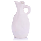 Ivory White Matte Small Vase Handled, Farmhouse Simple Clay Pitcher Vase