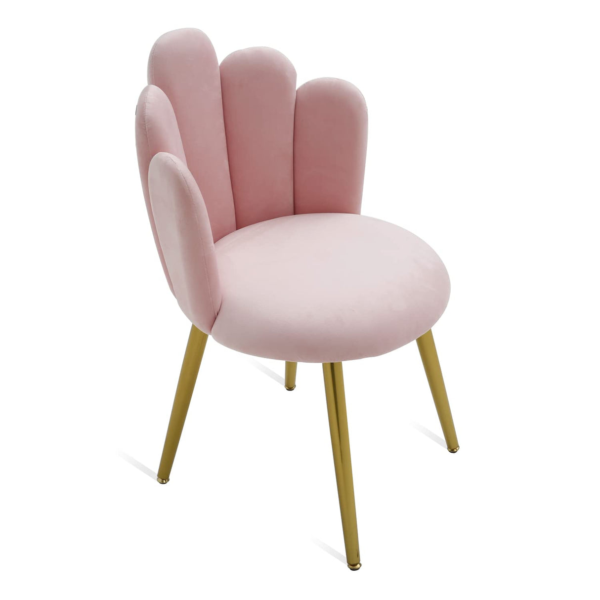 Vanity Chair for Makeup Room - Midcentury Modern Accent Velvet Chair with Back Support, Gold Legs for Living Room Bedroom (Pink)