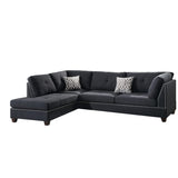 Polyfiber Sectional Sofa with Ottoman and Pillows, Black