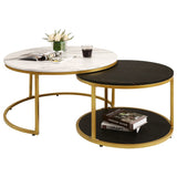 Nesting Coffee Table Set of 2,Round Coffee Tables Modern Circle Table