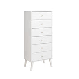 Milo Mid-Century Modern Tall 6-drawer Chest - White