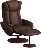 Faux Leather Electric Massage Recliner w/Stool Footrest Ottoman