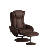 Faux Leather Electric Massage Recliner w/Stool Footrest Ottoman