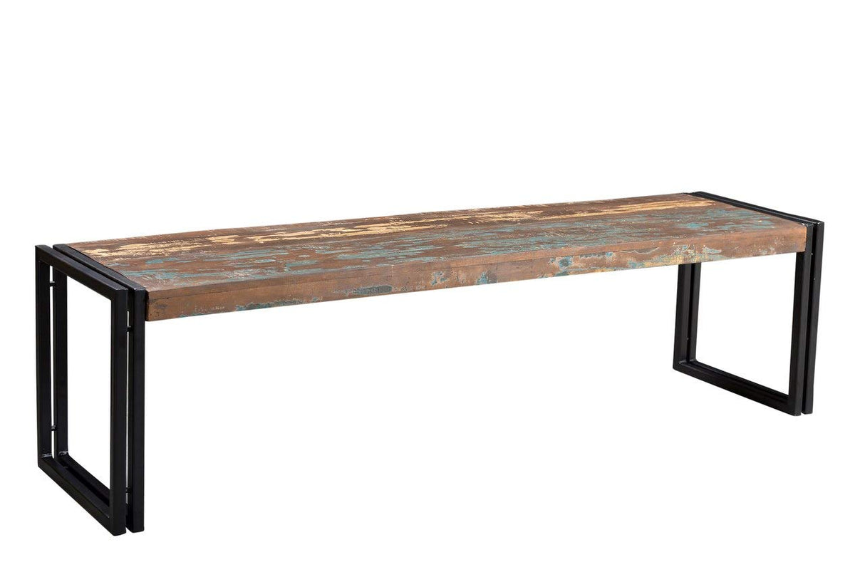 Old Reclaimed Metal Legs, 50" Solid Wood Bench, Brown