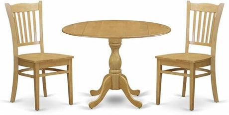 DMGR3-OAK-W 3 Piece Modern Dining Table Set Contains a Round Wooden