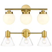 Bathroom Vanity Light Sets, Set of 2 Matching Bundle, Fixtures with Glass Shade