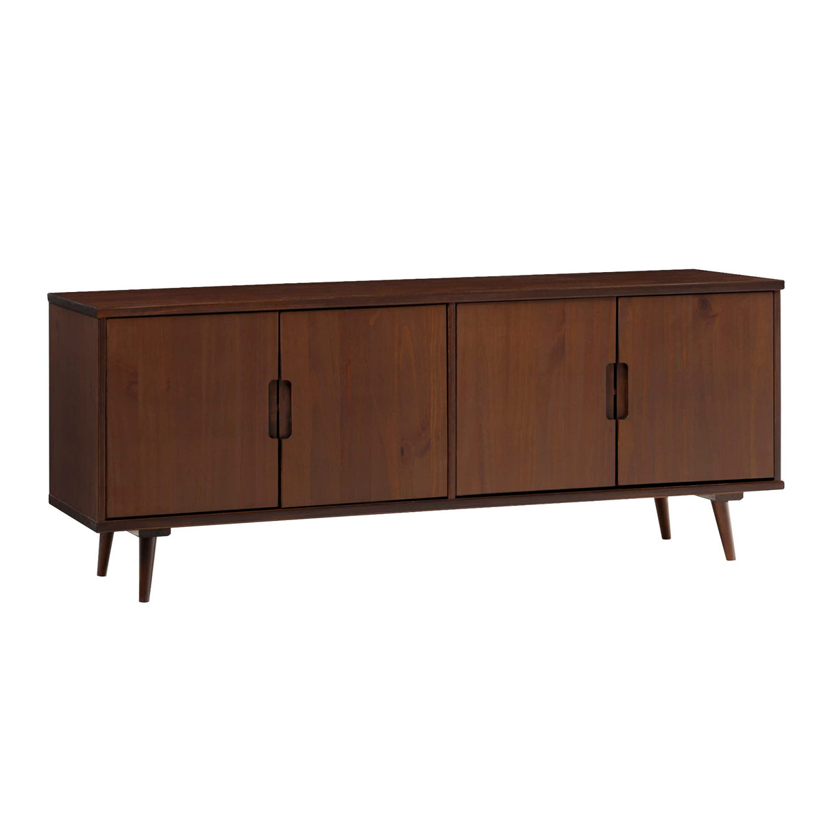 Genia Mid-Century Modern Solid Wood Stand for TVs up to 65 Inches, Walnut