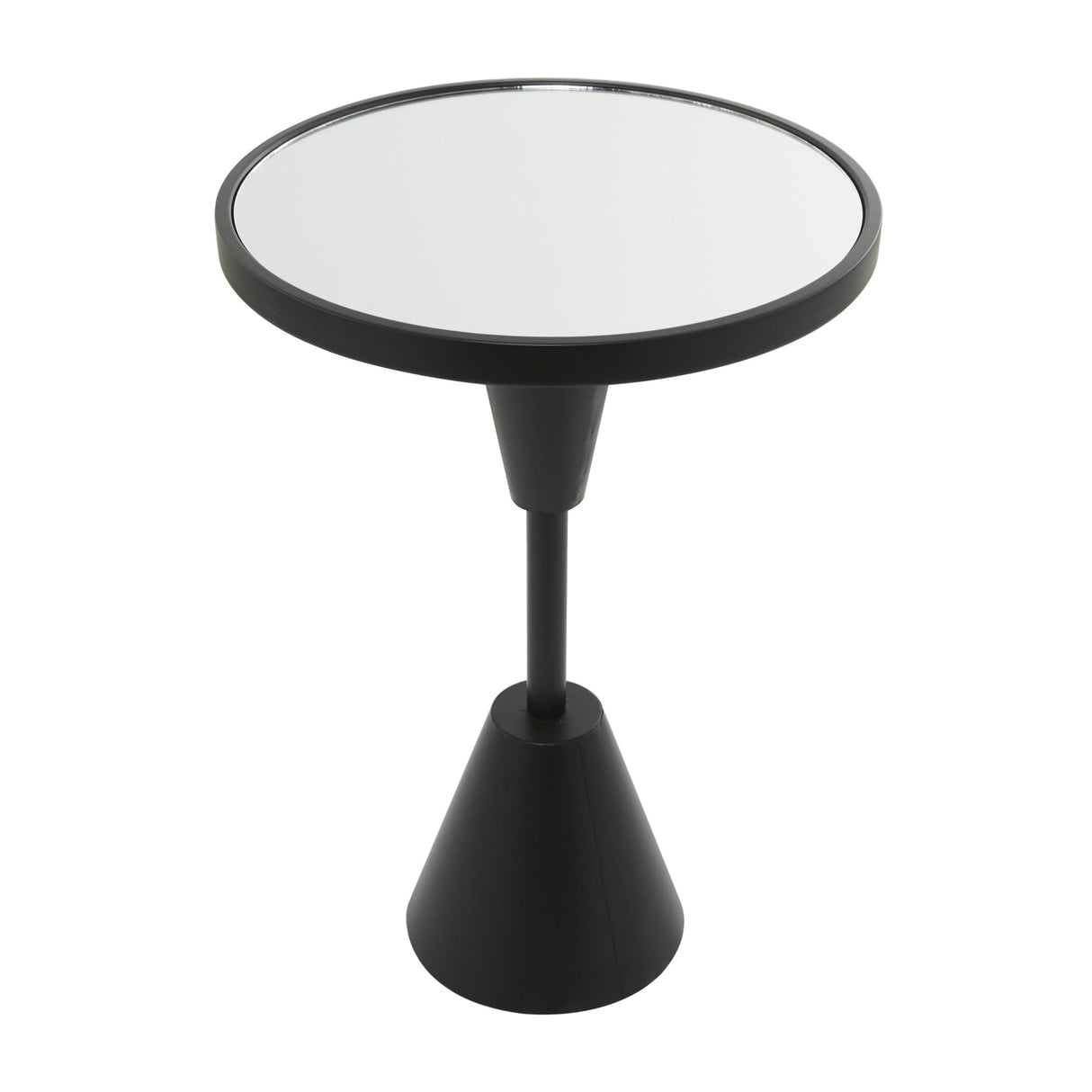 Metal Side End Accent Table Pedestal Base End Table with Mirrored Glass Top