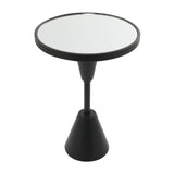 Metal Side End Accent Table Pedestal Base End Table with Mirrored Glass Top