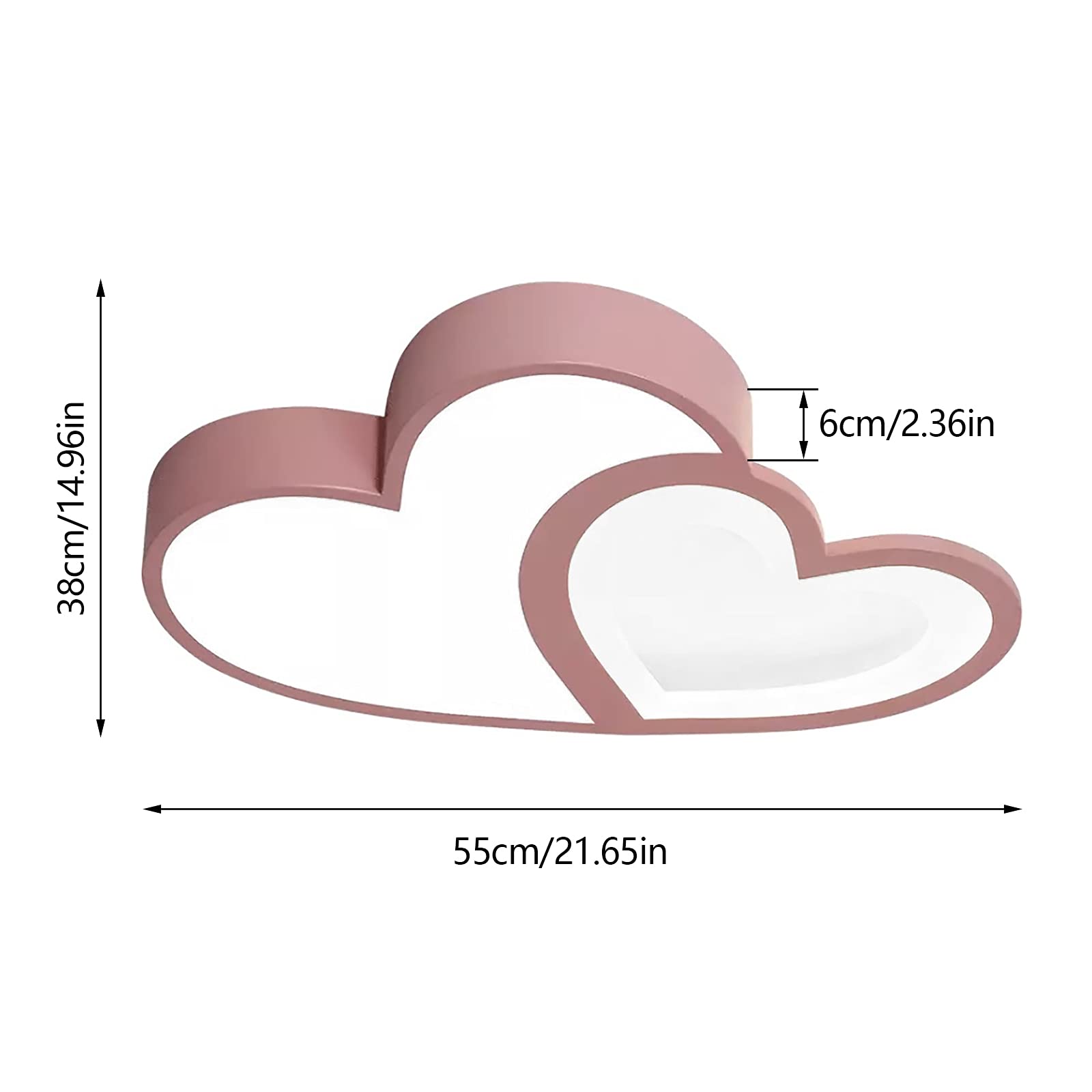 Heart Shaped LED Ceiling Light - Dimmable Flush Mount 38W