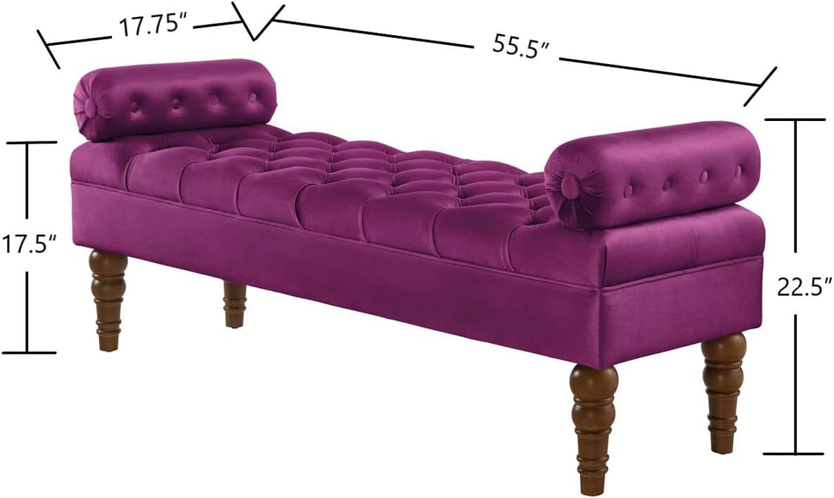 Violet End of Bed Bench,Velvet Long Bench for Bedroom