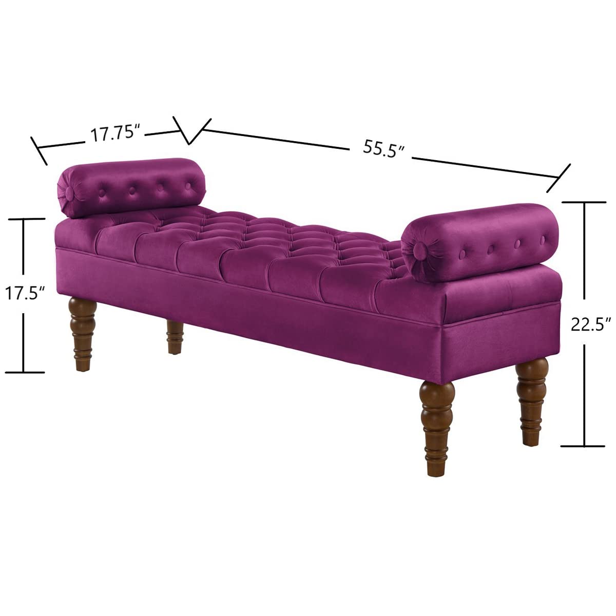 Violet End of Bed Bench,Velvet Long Bench for Bedroom