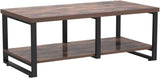 Industrial Coffee Table for Living Room, Sturdy Wood and Metal Cocktail Table