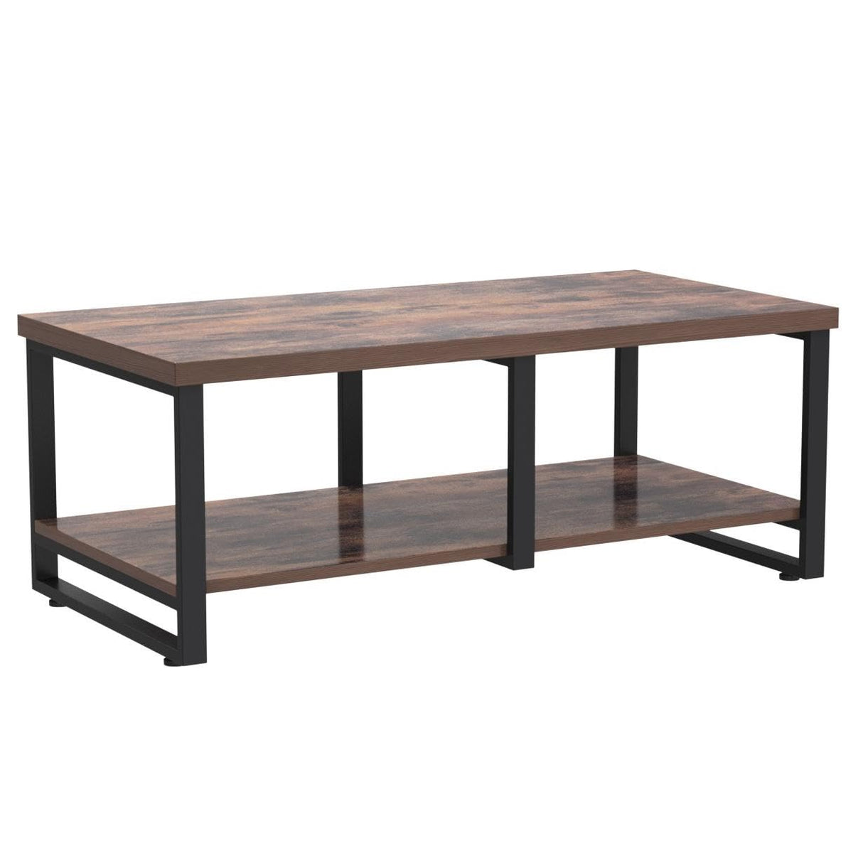 Industrial Coffee Table for Living Room, Sturdy Wood and Metal Cocktail Table