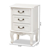 Studio Gabrielle Traditional French Country Provincial White-Finished 3-Drawer Wood