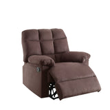 Cushioned Recliner With Tufted Back And Roll Arms, Brown