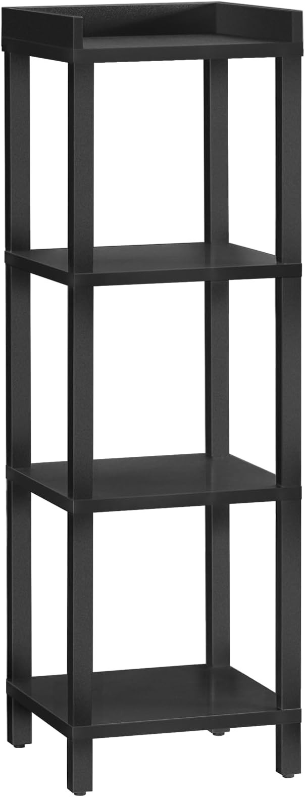 Small Bookcase, Industrial Style Bookshelf for Narrow Spaces, 4-Tier Square Book Shelf Stand, Wooden Storage Rack Display Shelf, Corner Shelf for Living Room, Rustic Brown and Black BF08CJ01