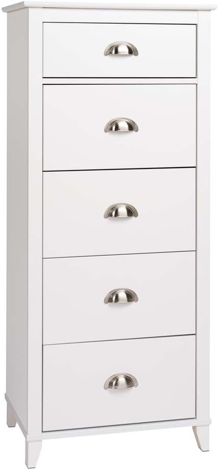 Yaletown Traditional 5-Drawer Tall Dresser for Bedroom, Wood Tall Bedroom