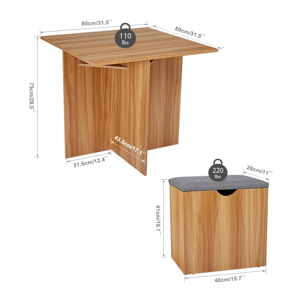 5-Piece Dining Table Set with 4 Stools - Space-Saving Kitchen Table