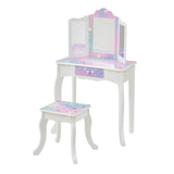 Princess Gisele Starry Sky Print 2-Piece Kids Wooden Play Vanity Set with Vanity Table