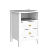 Nightstand with Charging Station, Night Stands with 2 Drawers for Bedroom